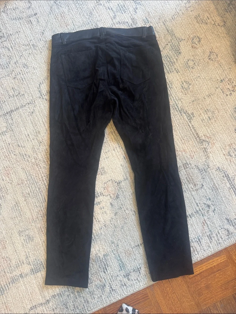 Vince Black Leather & suede Slim Pants